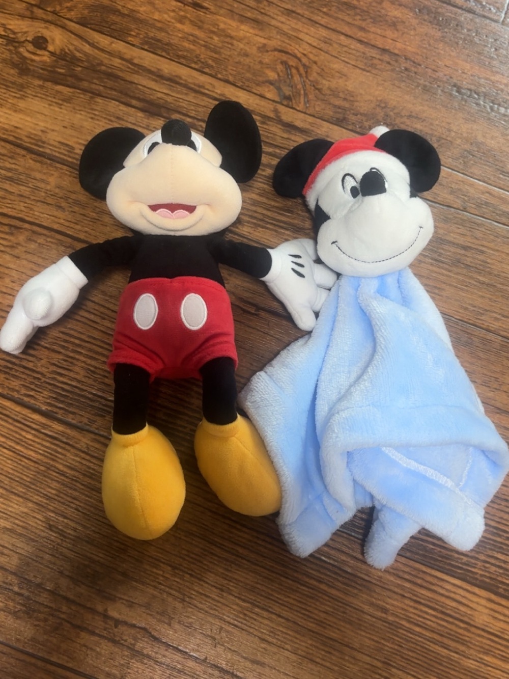 Plush Mickey Mouse Toy & Blue Security Blanket Set - Black/Red/Yellow/Light Blue